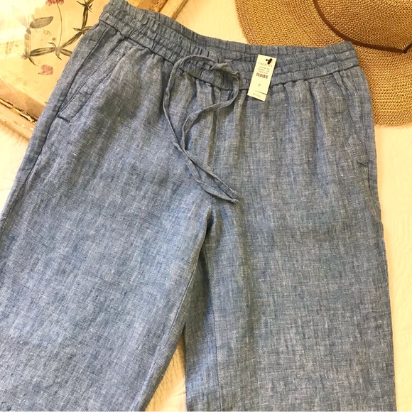 NWT Talbots Linen Chambray Tie Waist Pants - Picture 5 of 16